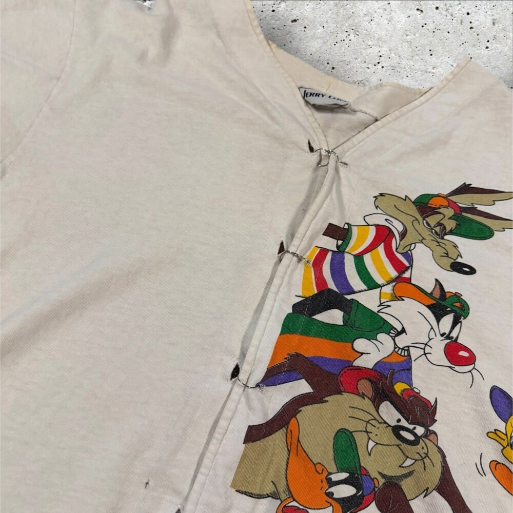 Vintage 1993 Jerry Leigh Looney Tunes Baseball Jersey Shirt Bugs Bunny Taz - Picture 7 of 11